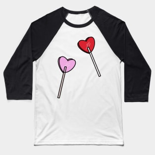 Red and Pink Heart Lollipop Set Baseball T-Shirt